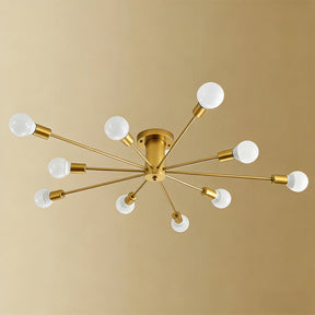 Simple Gold Iron Semi Flush Chandelier For Bedroom