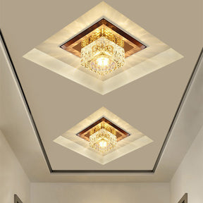 Contemporary Squared Shape Crystal LED Ceiling Light For Hallway