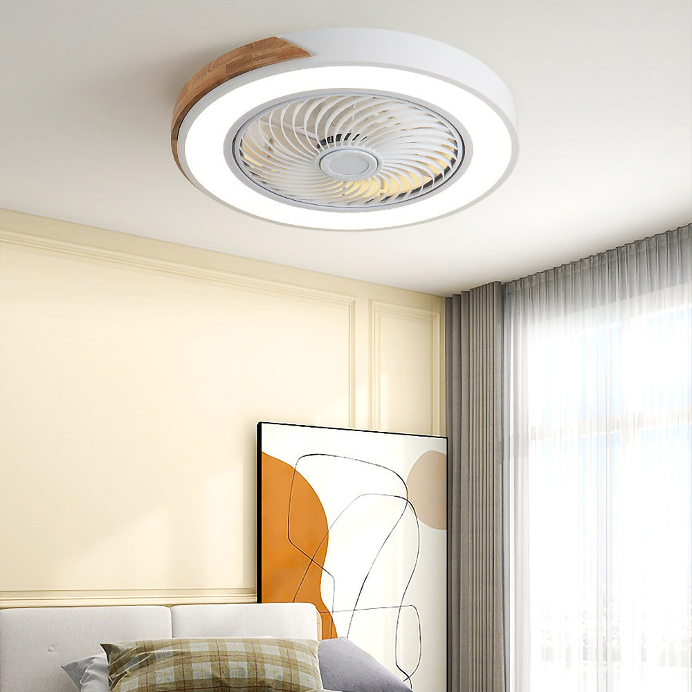 Modern Round Wood Ceiling Fans With LED Lights