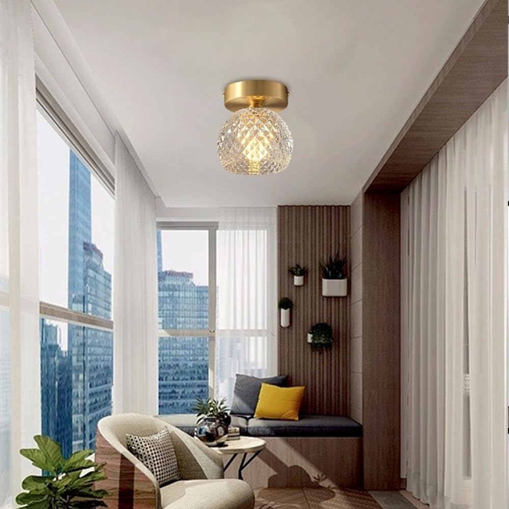 Contemporary Mini Clear Semi-Flush Hallway Ceiling Light