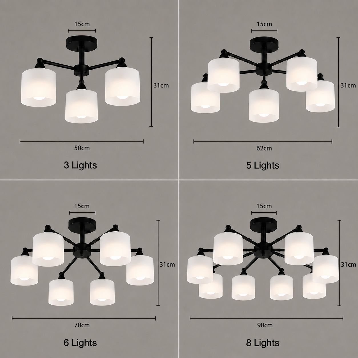 Industrial Semi Flush Frosted Glass Ceiling Lights for Dininng Room