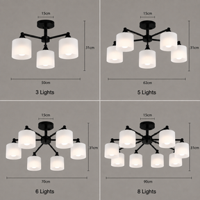Industrial Semi Flush Frosted Glass Ceiling Lights for Dininng Room