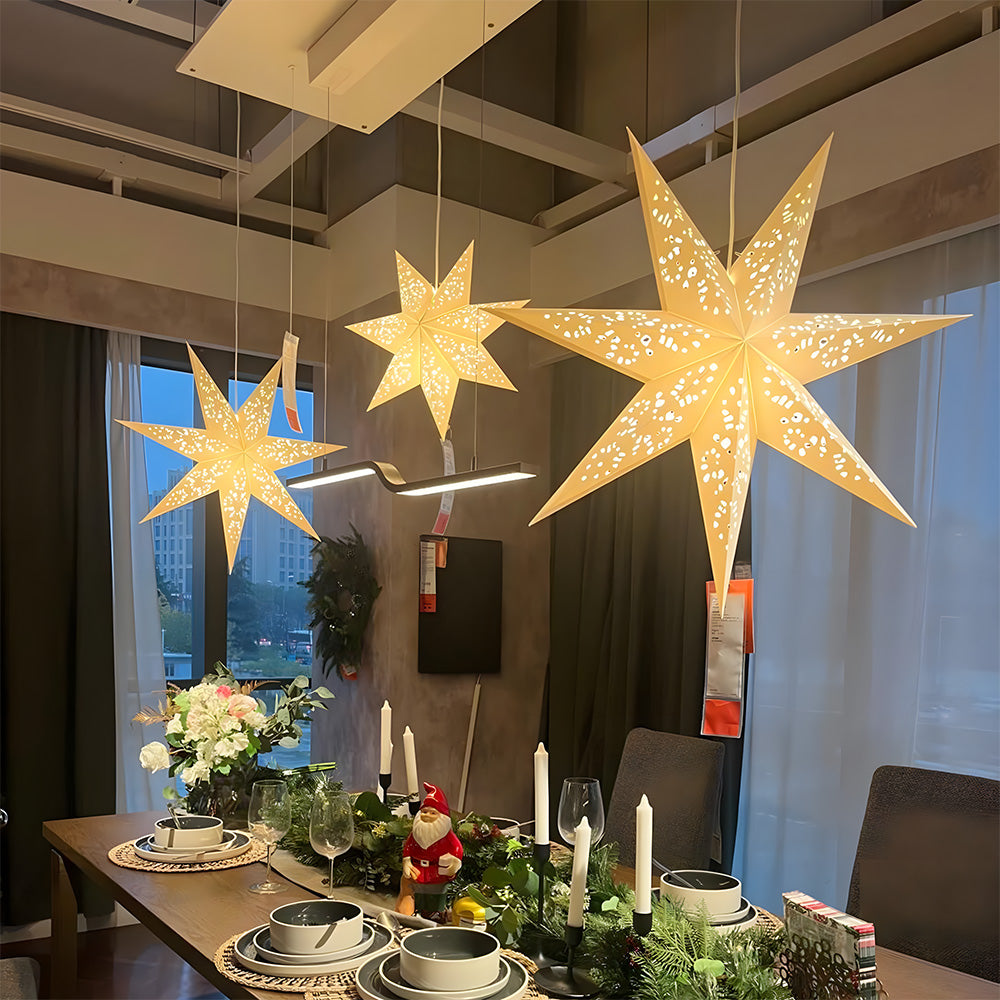Nordic 7-points Paper Star Pendant Lights for Christmas Decoration