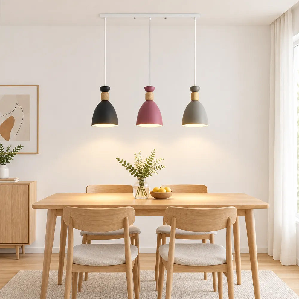 Nordic Wooden Metal Pendant Light Fixture for Kitchen Island