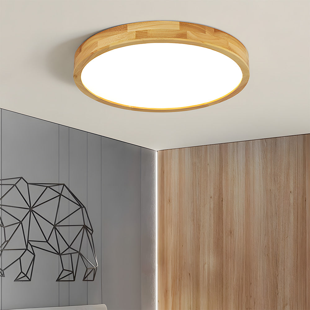 Ultra-thin Wood LED Flush Mount Ceiling Lamp