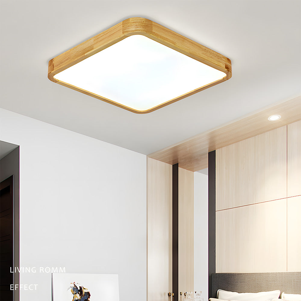 Ultra-thin Wood LED Flush Mount Ceiling Lamp