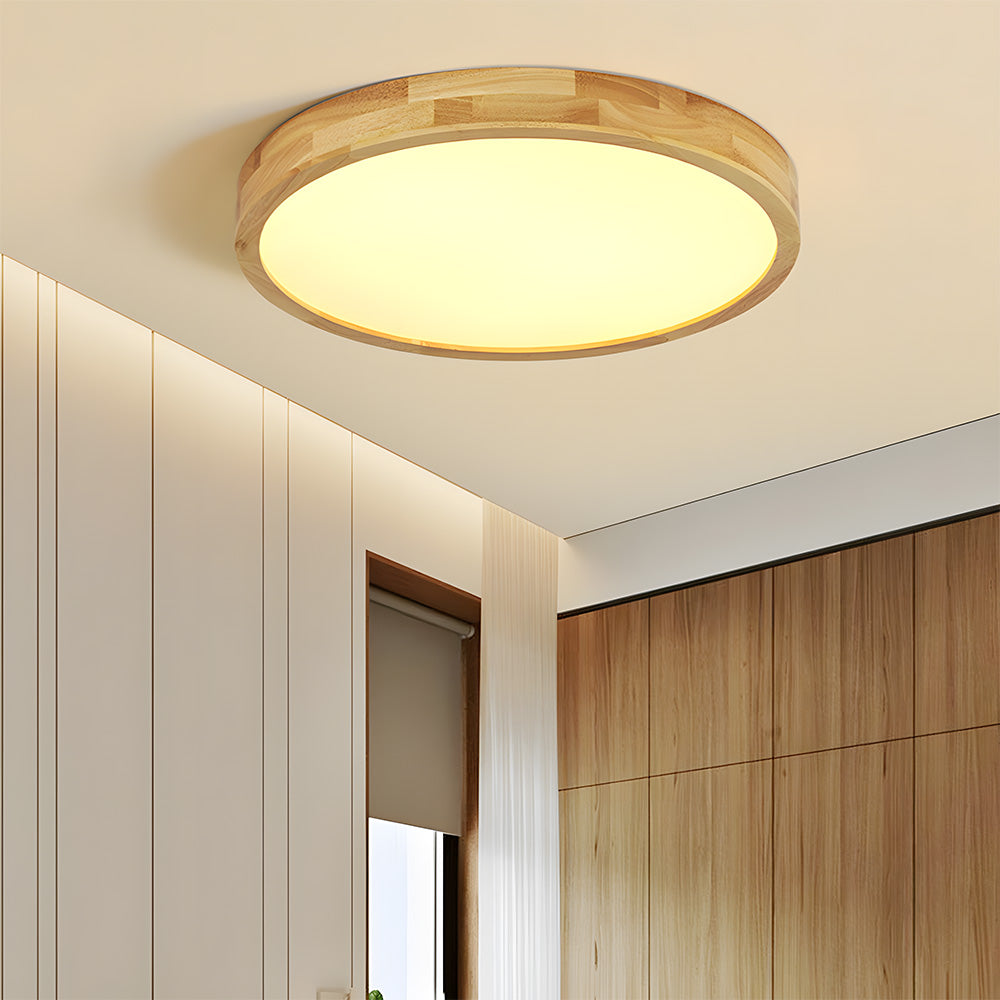 Ultra-thin Wood LED Flush Mount Ceiling Lamp