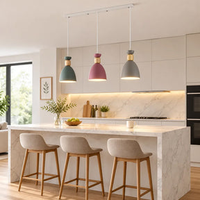 Nordic Wooden Metal Pendant Light Fixture for Kitchen Island