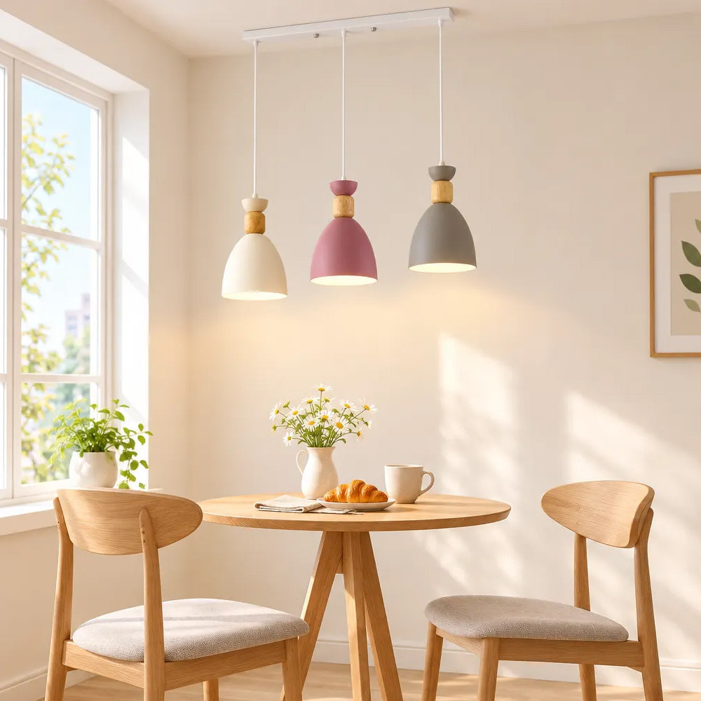 Nordic Wooden Metal Pendant Light Fixture for Kitchen Island