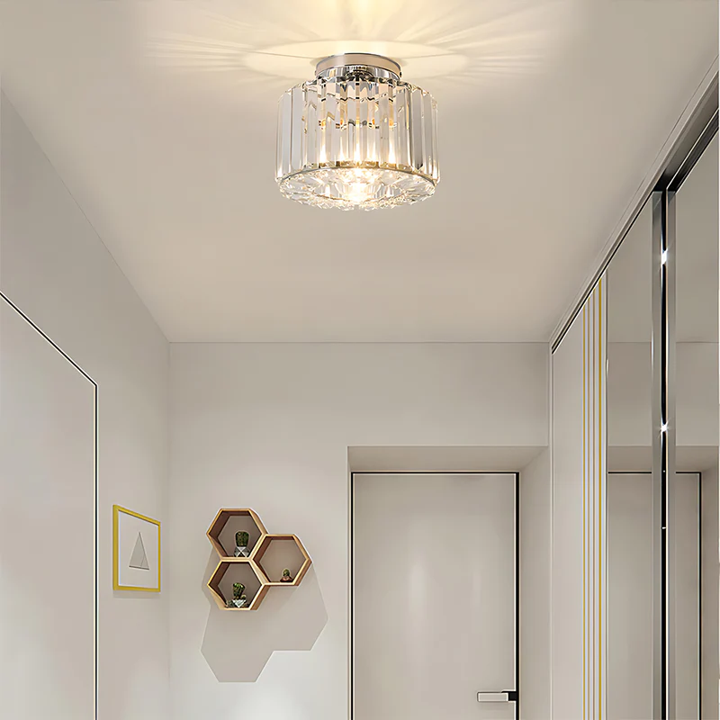 Crystal Semi Flush Mount Ceiling Light for Hallway 23cm E27