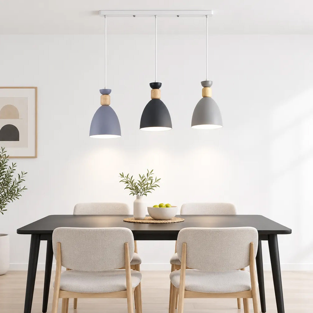 Nordic Wooden Metal Pendant Light Fixture for Kitchen Island