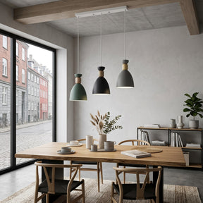 Nordic Wooden Metal Pendant Light Fixture for Kitchen Island