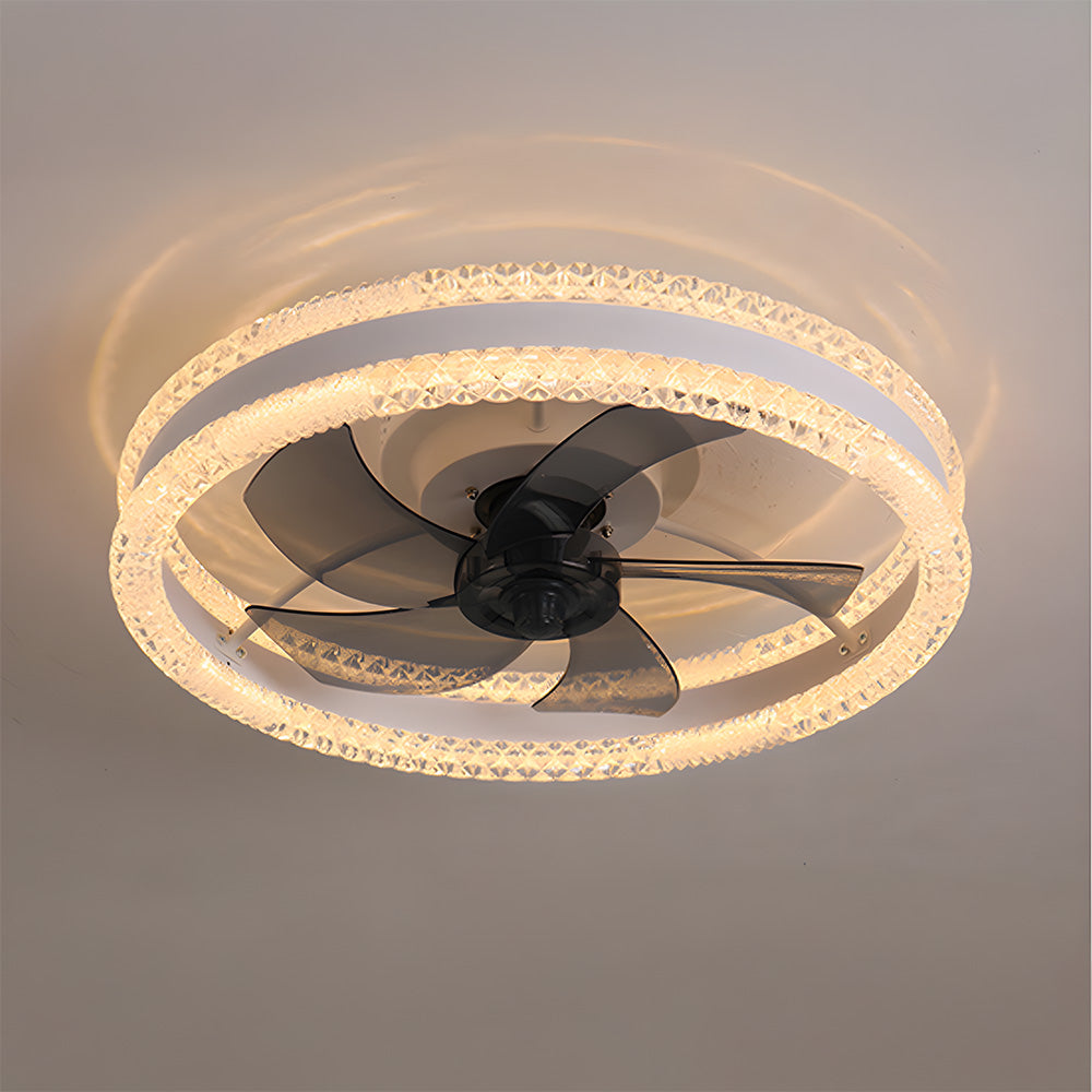 LED Dimmable 6-Speed Adjustable Reversible Ceiling Fan Light for Bedroom
