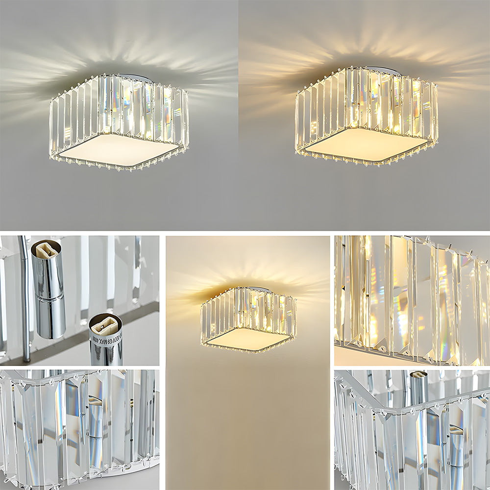 Luxury Crystal Semi Flush Hallway Ceiling Light Fixture