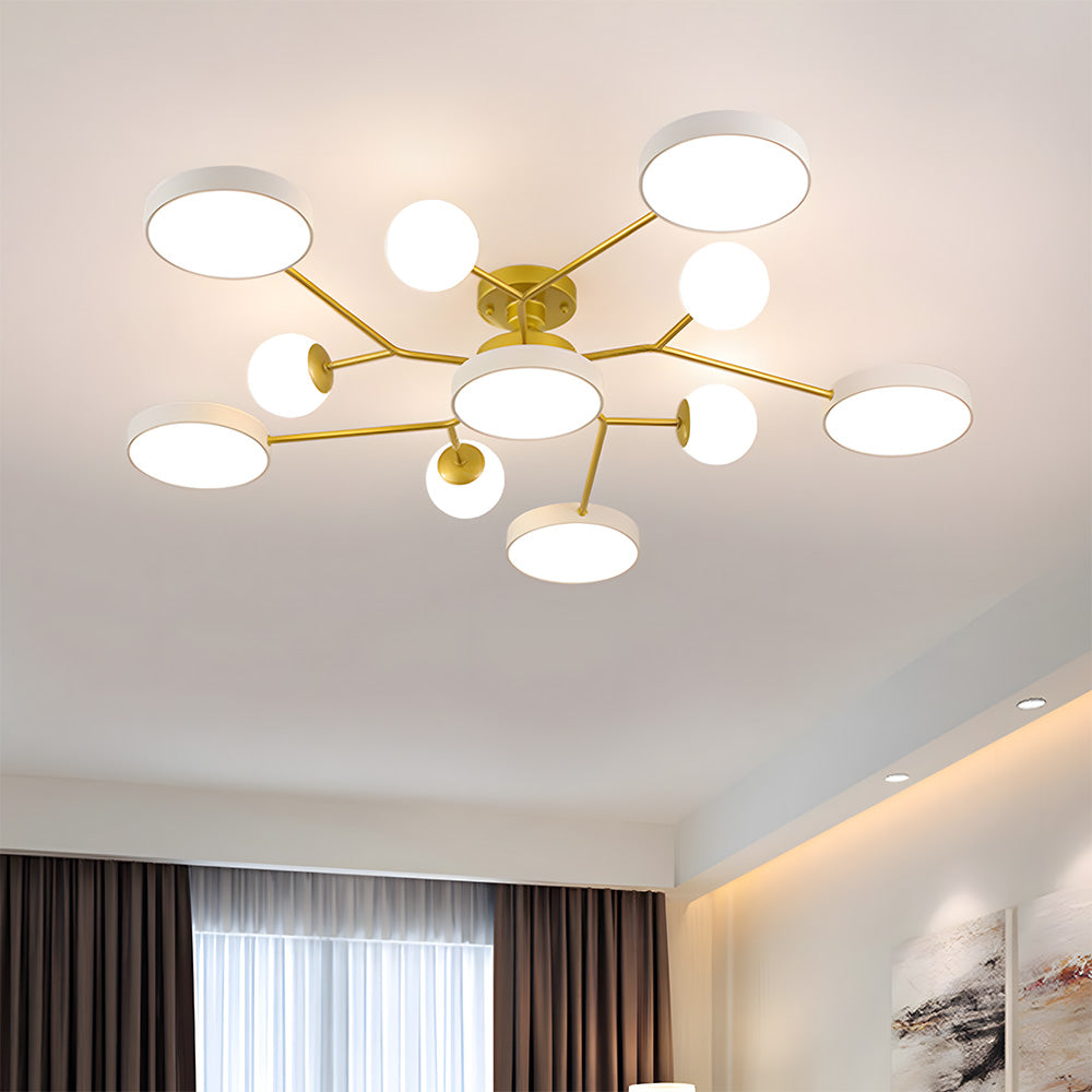 Modern Multi Arm Glass LED Flush Mount Ceiling Lights for Living Room