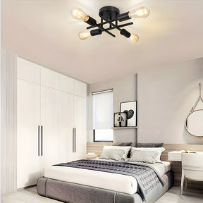 Sputnik Black Semi Flush Mount Ceiling Light for Farmhouse Kitchen Dining Room Hallway