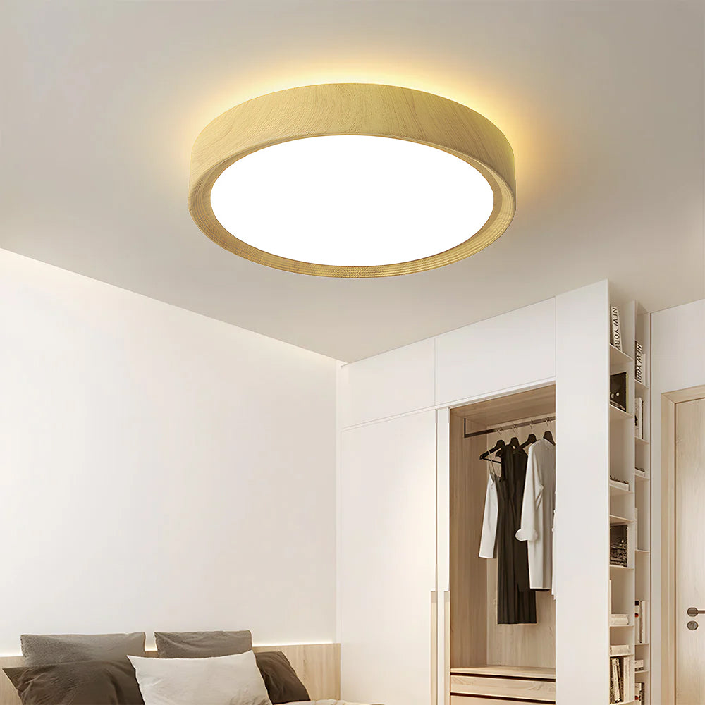Modern Minimalist Round Wood Colour Iron LED Ceiling Lights