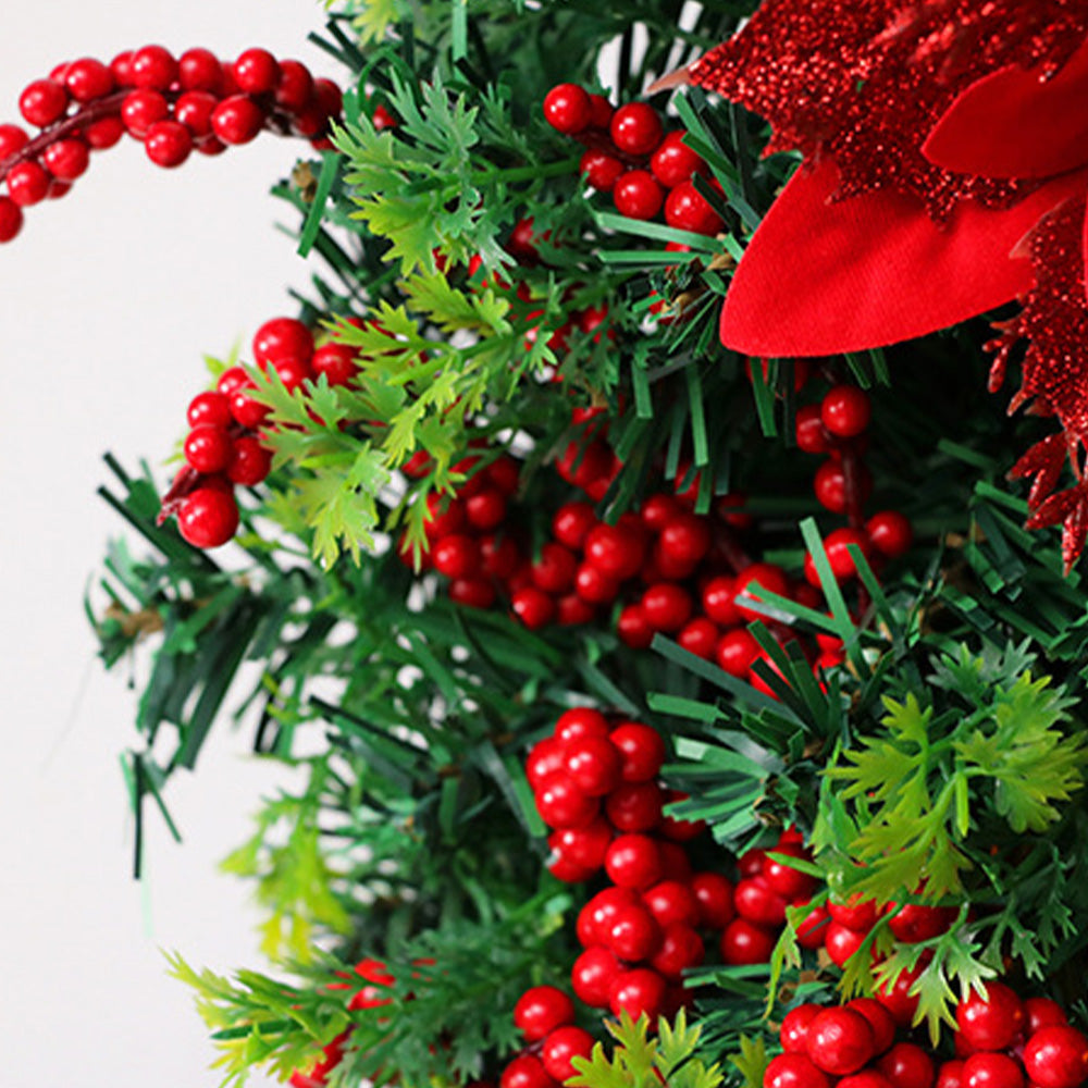 Refined Red Christmas Wreath Ornament With LED Christmas Lightings