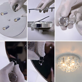 Modern Ceiling lights with Crystal Droplets, Chrome Finish