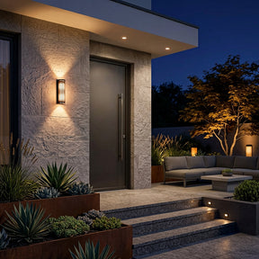 Atlas Fluted Glass Up and Down Outdoor Wall Light