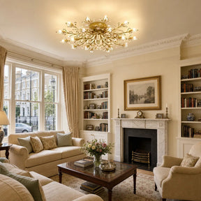 Semi-flush Crystal Flower and Leaves Ceiling lights for Living Room Bedroom
