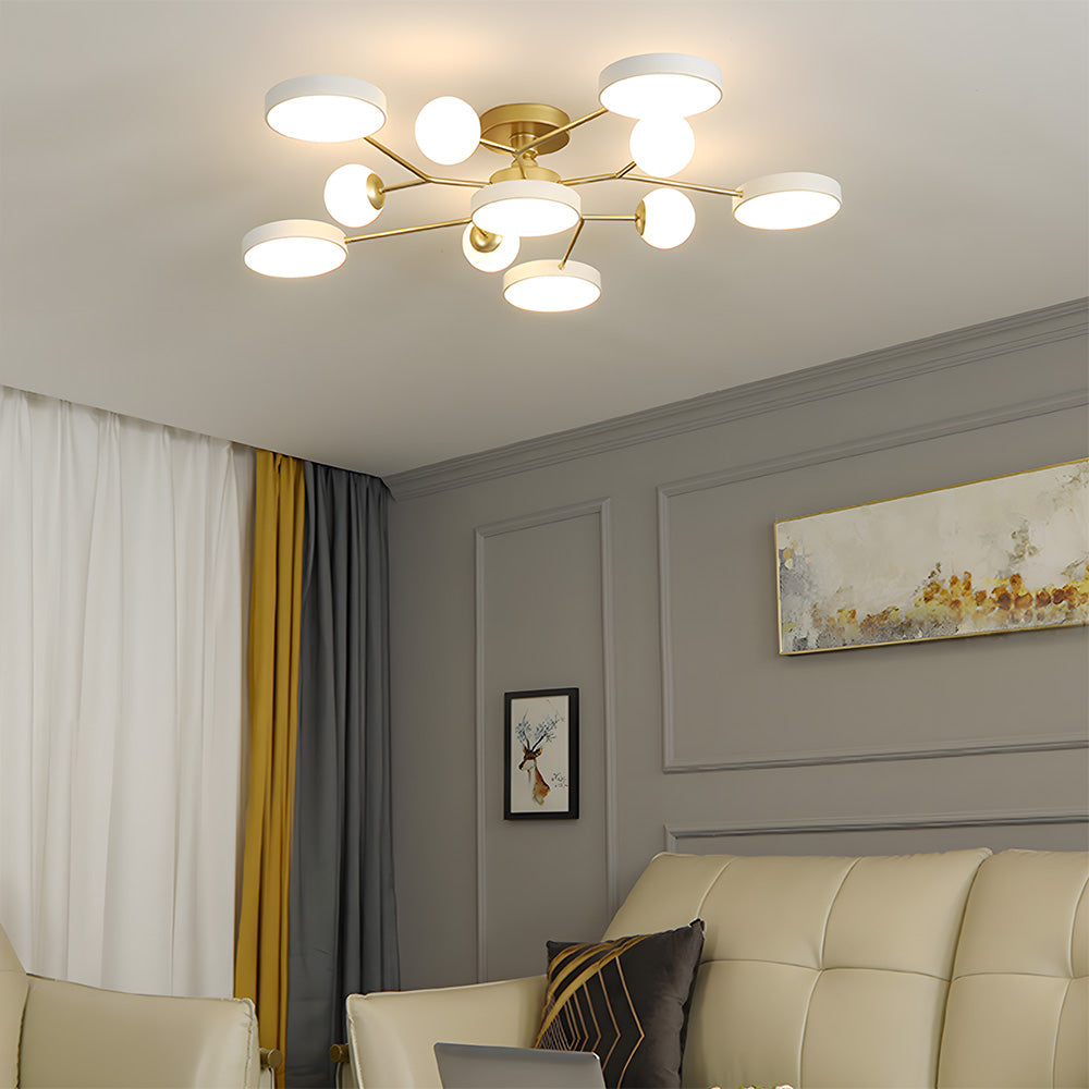 Modern Multi Arm Glass LED Flush Mount Ceiling Lights for Living Room