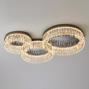Modern Round Luxury Crystal Flush Ceiling Lights for Living Room