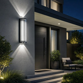 Modern Vertical Glass Stainless Steel Outdoor Wall Lights for Patio Garden