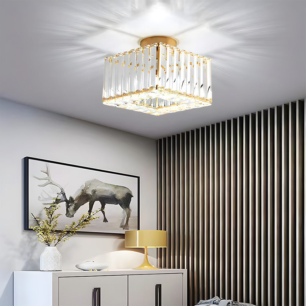 Crystal Semi Flush Mount Ceiling Light for Hallway 23cm E27