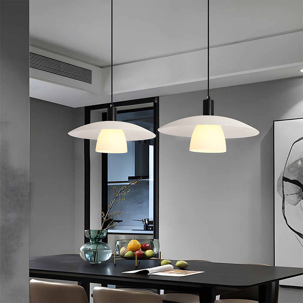 Minimalist White Glass Pendant Lights For Living Room