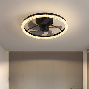 LED Dimmable 6-Speed Adjustable Reversible Ceiling Fan Light for Bedroom