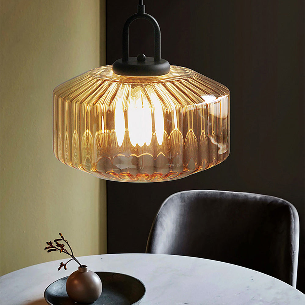 Vintage Striped Glass Pendant Light