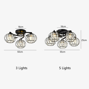 Crystal Black Semi Flush Ceiling Lights For Living Room