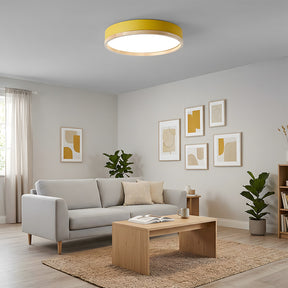 Contemporary Round Flush Mount Wooden Acrylic LED Ceiling Lights for Dining Room