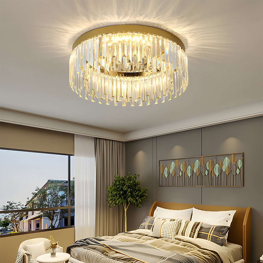 Round Led Crystal Ceiling Light for Living Room