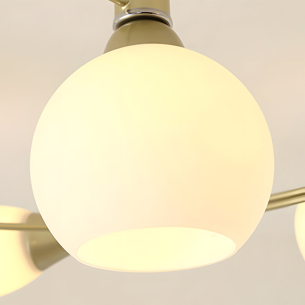 Modern Creative Ceiling Light Semi Flush Mount with White Glass Shade