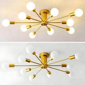 Simple Gold Iron Semi Flush Chandelier For Bedroom