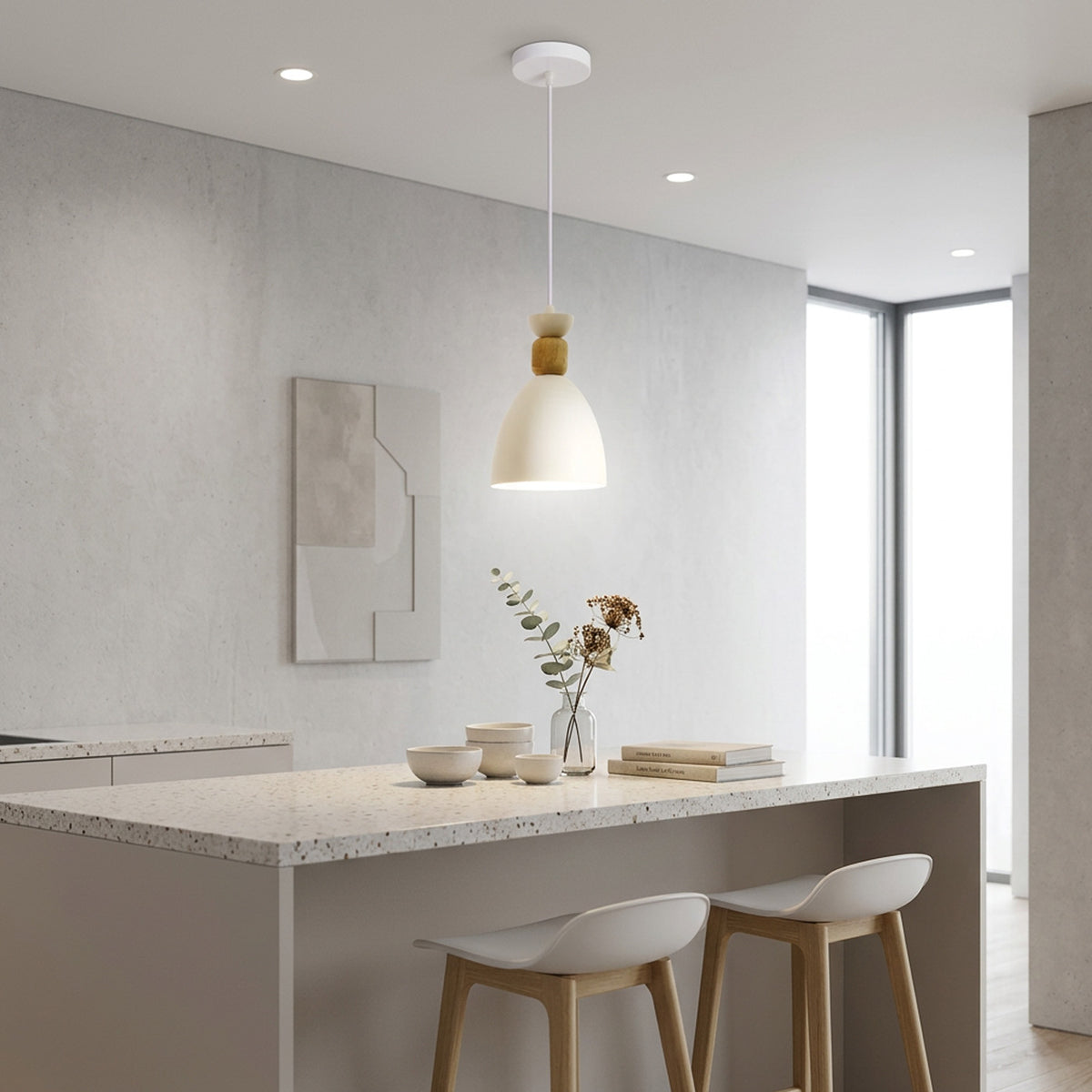 Nordic Wooden Metal Pendant Light Fixture for Kitchen Island