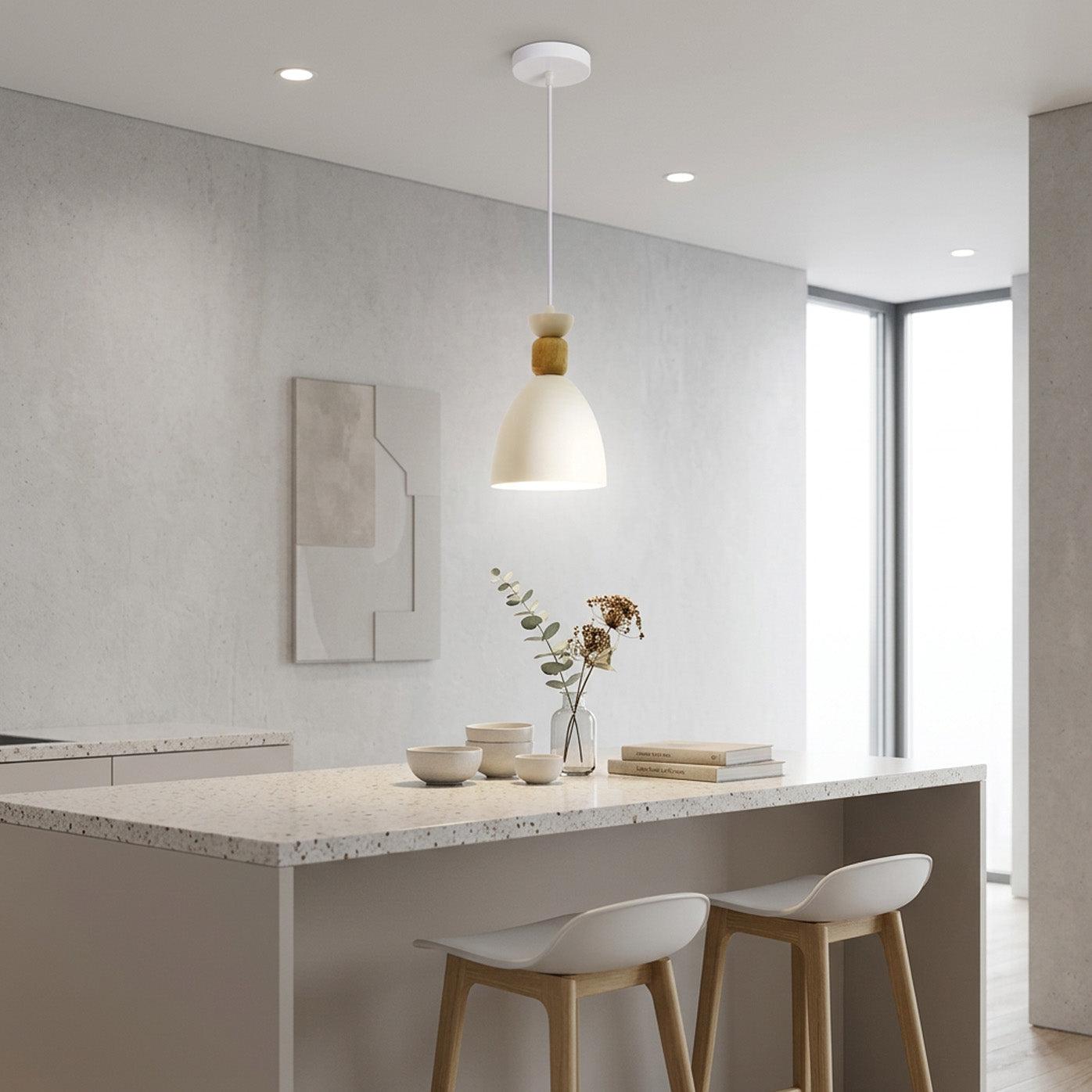 Nordic Wooden Metal Pendant Light Fixture for Kitchen Island