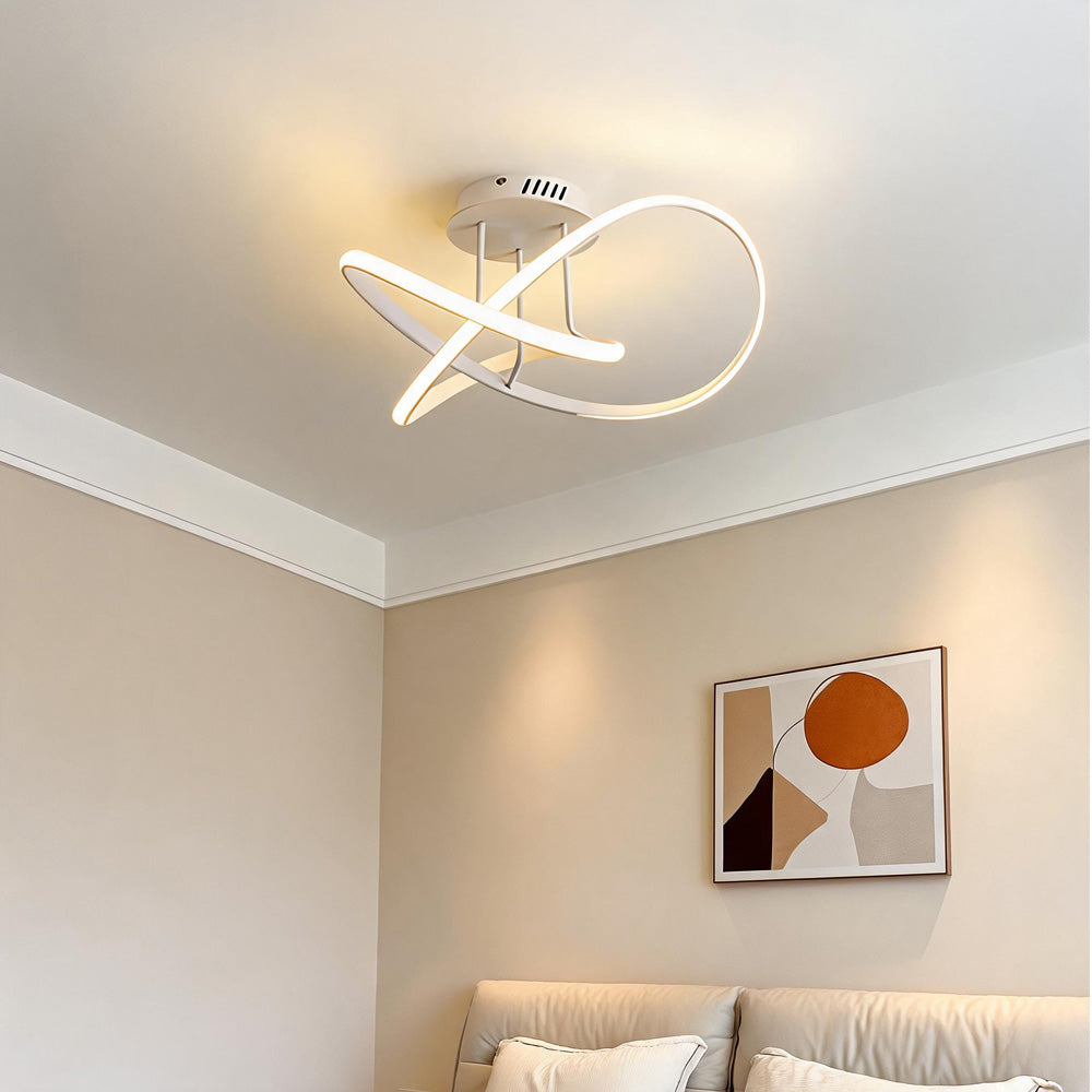 Modern LED Spiral Semi Flush Mount Ceiling Light for Living Room Hallway Kitchen