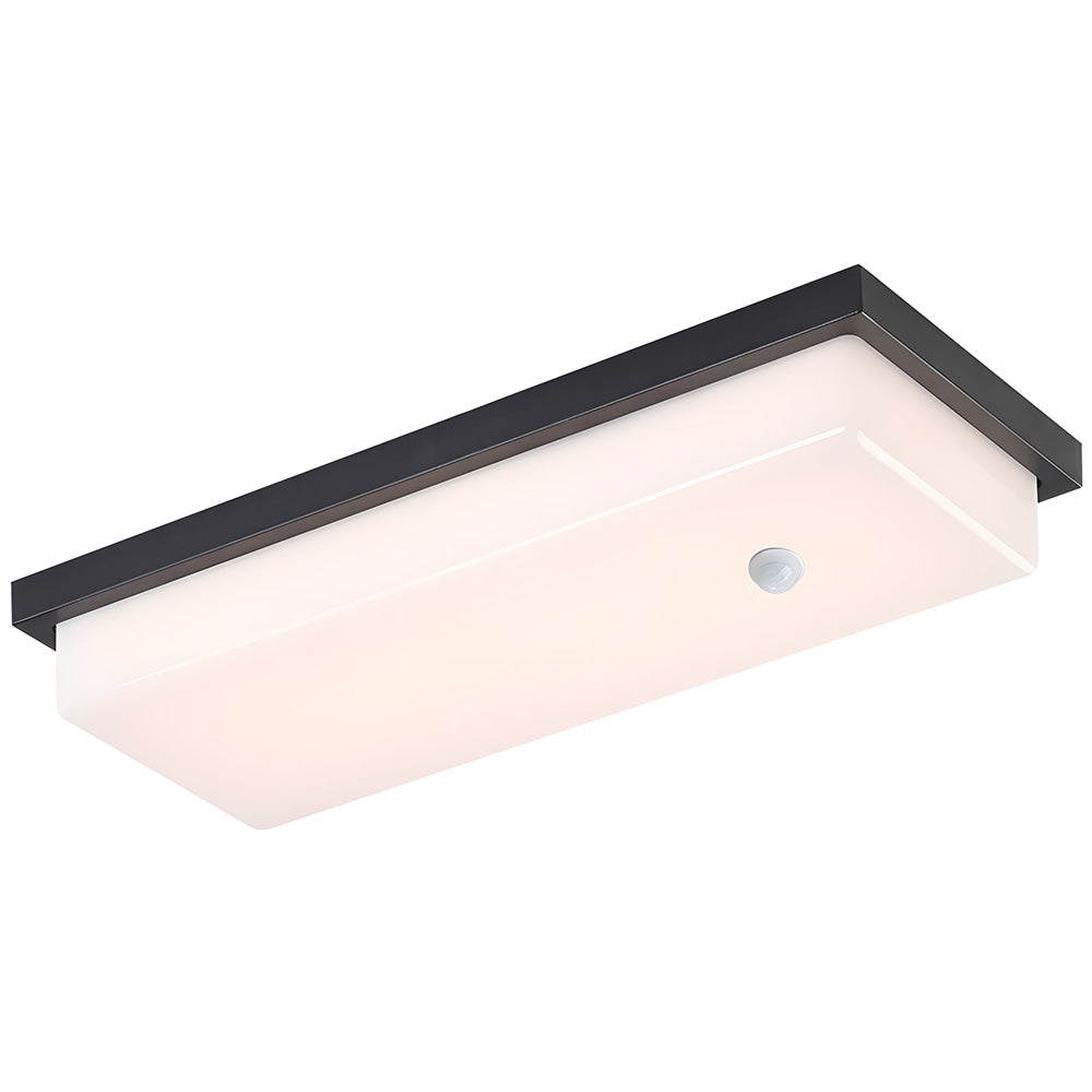 IP65 Rectangular Motion Sensor Aluminium PC Outdoor Ceiling Light for Entryway