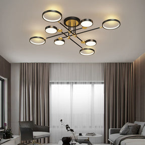 Multi Rings LED Gold and Black Bedroom Ceiling Light