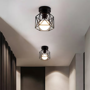 Metal Cage Ceiling Lampshade Black Ceiling Lights for Hallway
