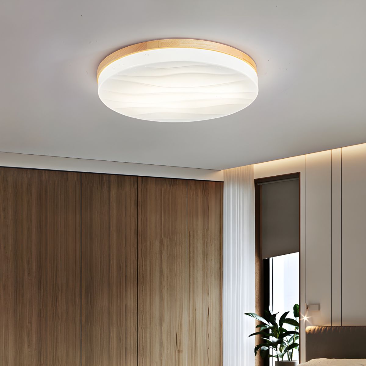 Retro Minimal Decor Wood Living Room LED Ceiling Light