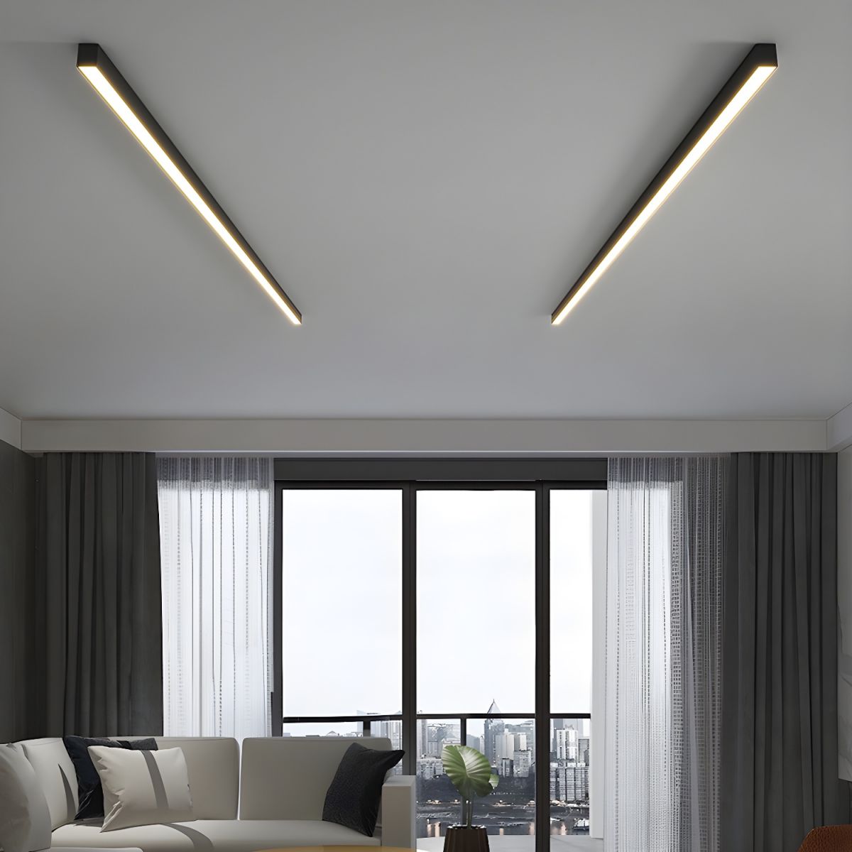 Contemporary Minimalist Long Strip LED Ceiling Lamp For Living Room