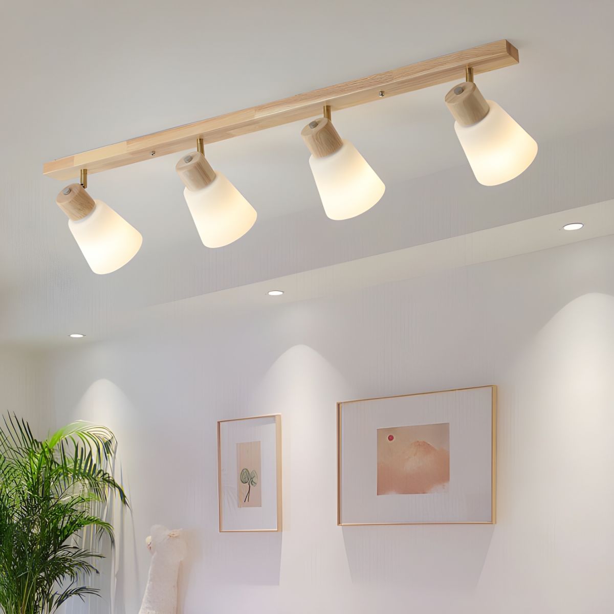 Modern Rotatable Wood Minimal Decor Track Lighting For Hallway