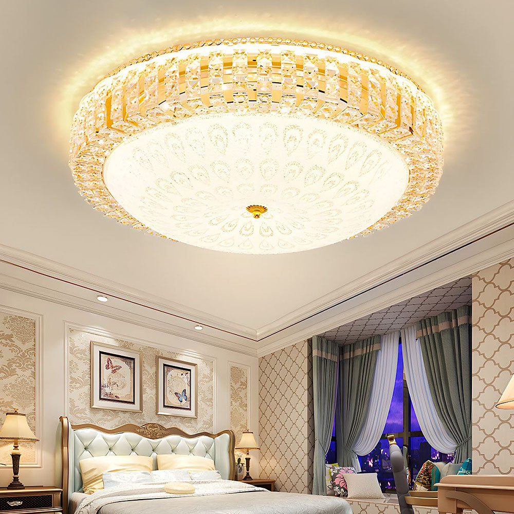 Modern Round Crystal Ceiling Light For Bedroom