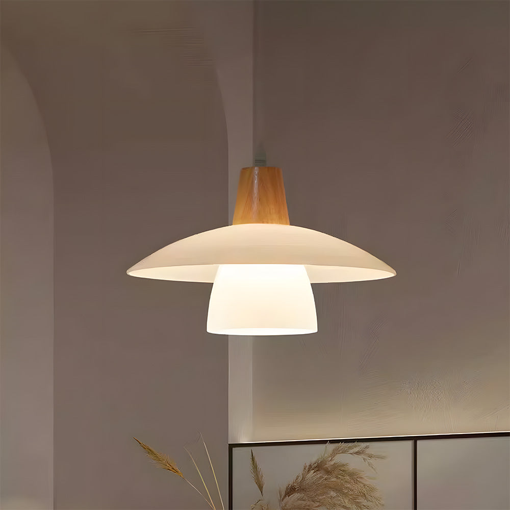 Contemporary Design White Glass Shade Bedroom Pendant Light