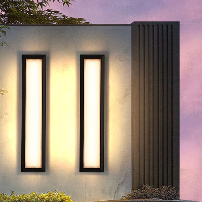 2-Pack Modern Outdoor Wall Lights - Black LED Exterior Sconces For Porch & Patio Lighting