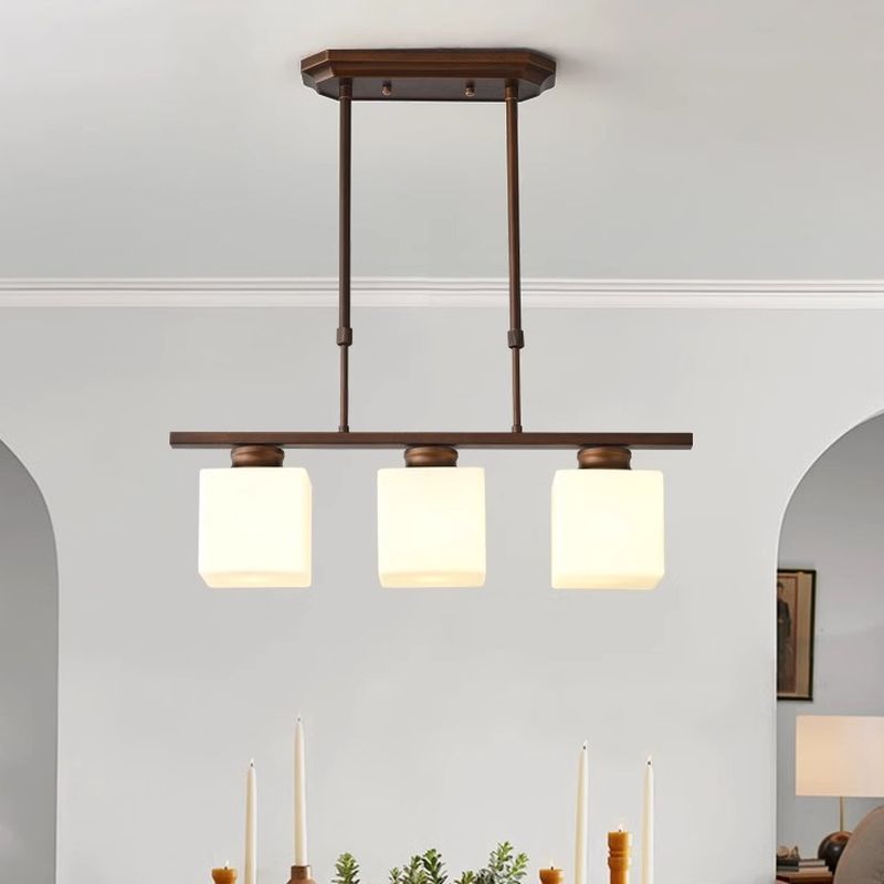 Simple Multi-Head Glass Kitchen Island Ceiling Lighting